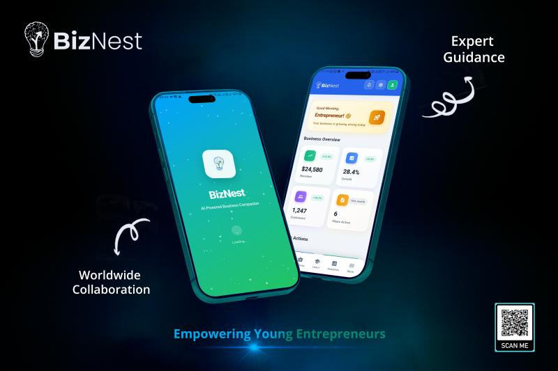 BizNest entrepreneurial toolkit mobile app UI