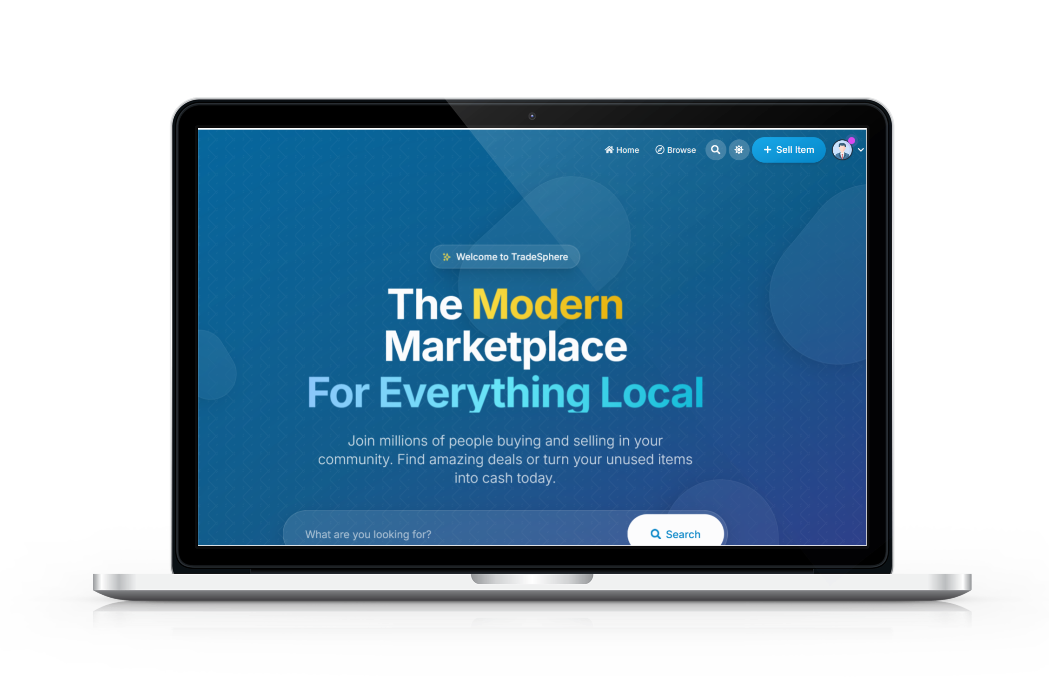 TradeSphere marketplace app screenshot